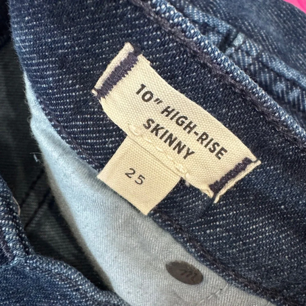 Madewell 10 High-Rise Skinny‎ Jeans Dark Indigo Wash Size 25 Whiskered Stretch